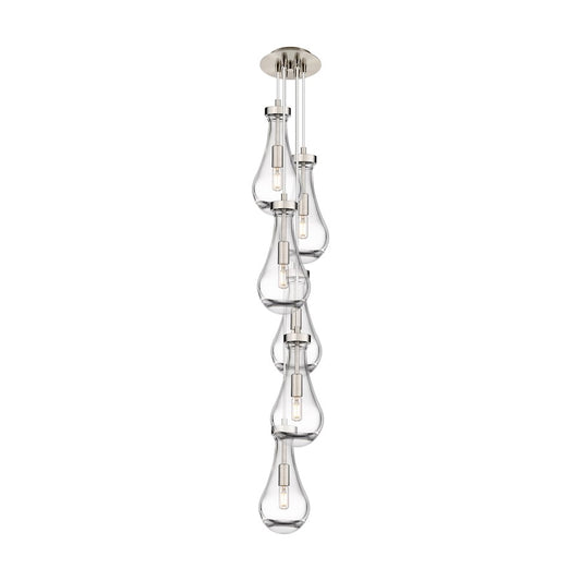 Innovations Owego 7in 3-Light Pendant | Art Deco Brushed Satin Nickel and Clear Glass | Kitchen Island & Dining Room | Model 106-451-1P-SN-G451-5CL