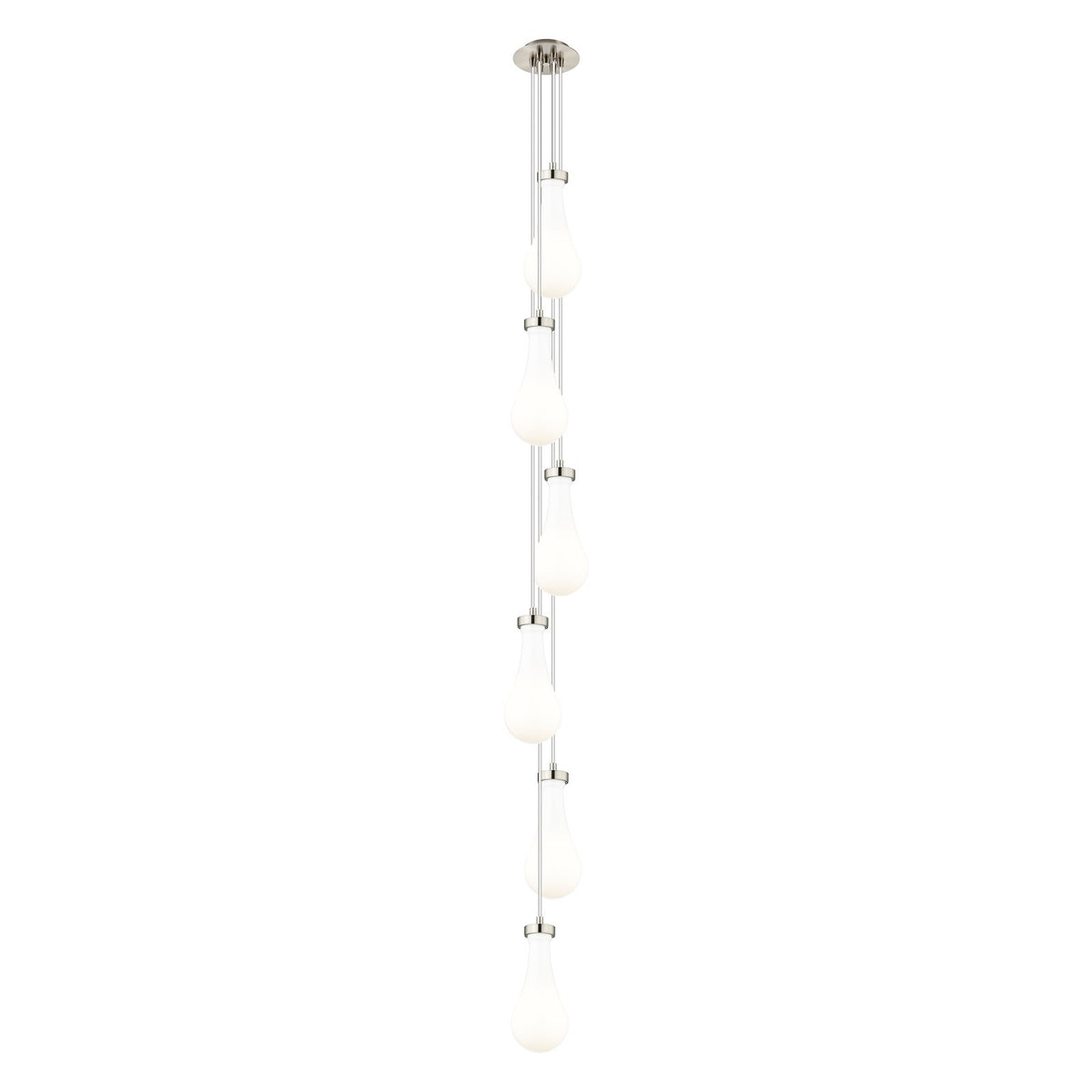 Innovations Owego 7in 6-Light Multi Pendant | Art Deco Brushed Satin Nickel and Gloss White Glass | Kitchen Island | Model 106-451-1P-SN-G451-5GWH