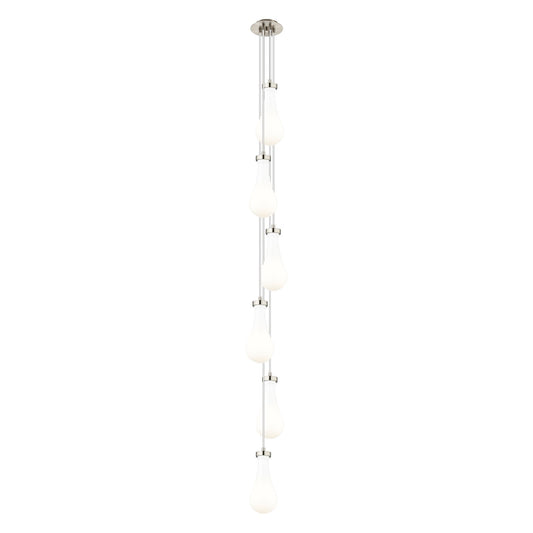 Innovations Owego 7in 6-Light Multi Pendant | Art Deco Brushed Satin Nickel and Gloss White Glass | Kitchen Island | Model 106-451-1P-SN-G451-5GWH
