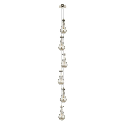 Innovations Owego 7in 6-Light Multi Pendant | Art Deco Brushed Satin Nickel and Mercury Glass | Kitchen Island | Model 106-451-1P-SN-G451-5ME