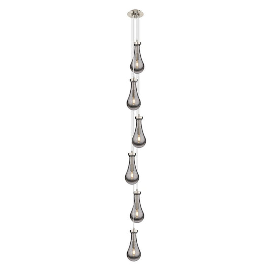 Innovations Owego 7in 3-Light Pendant | Art Deco Brushed Satin Nickel and Light Smoke Glass | Kitchen Island & Dining | Model 106-451-1P-SN-G451-5SM