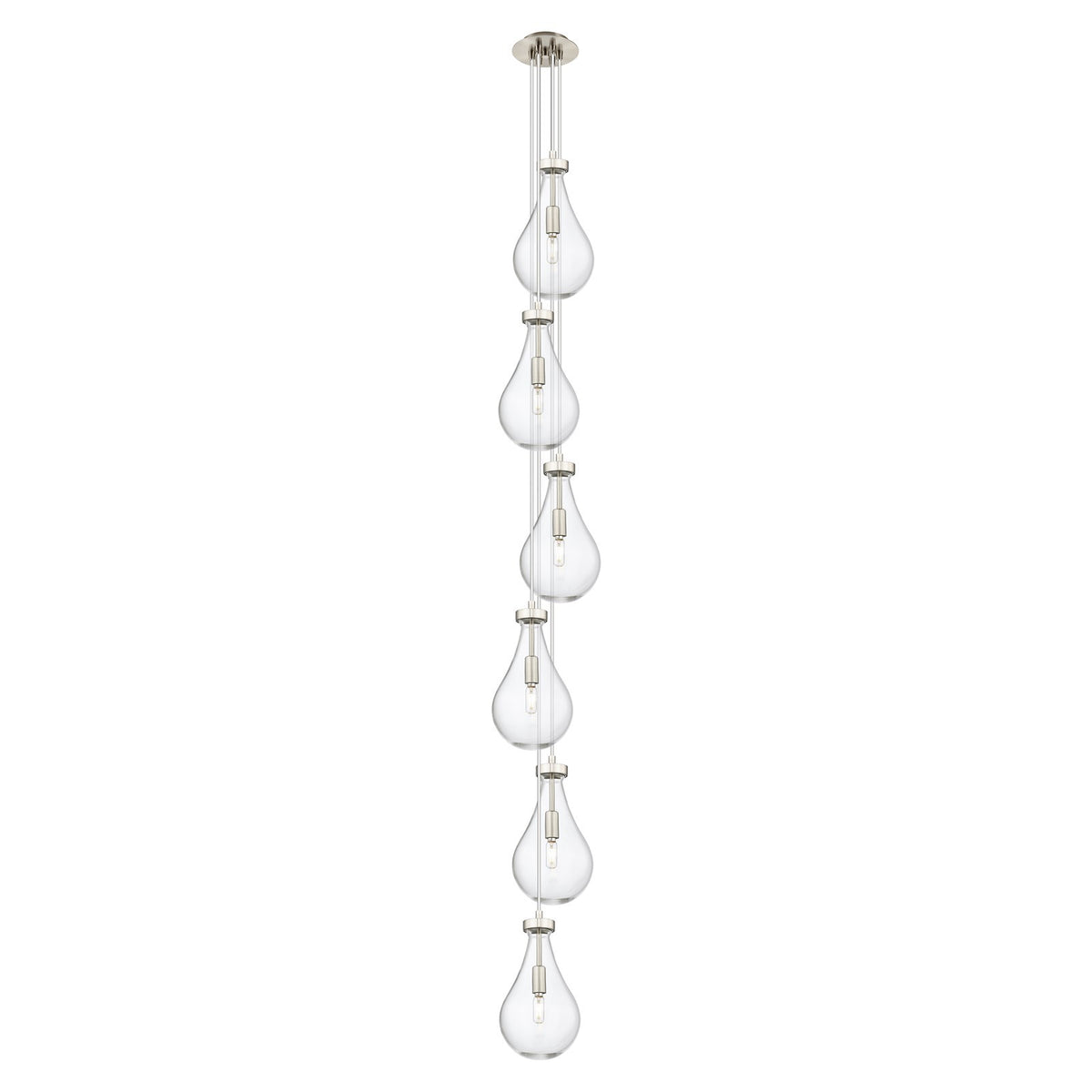 Innovations Owego 6-Light Multi Pendant | Art Deco Brushed Satin Nickel and Clear Glass | Kitchen Island & Dining Room | Model 106-451-1P-SN-G451-7CL
