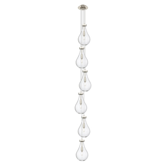 Innovations Owego 6-Light Multi Pendant | Art Deco Brushed Satin Nickel and Clear Glass | Kitchen Island & Dining Room | Model 106-451-1P-SN-G451-7CL