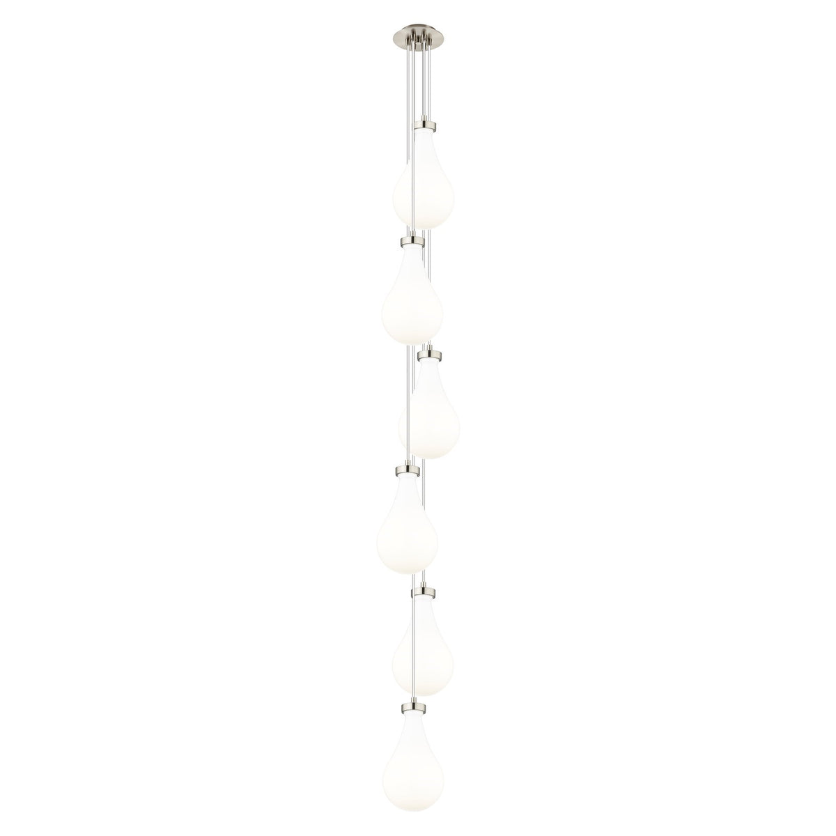 Innovations Owego 7in 6-Light Multi Pendant | Art Deco Brushed Satin Nickel and Gloss White Glass | Kitchen Island | Model 106-451-1P-SN-G451-7GWH