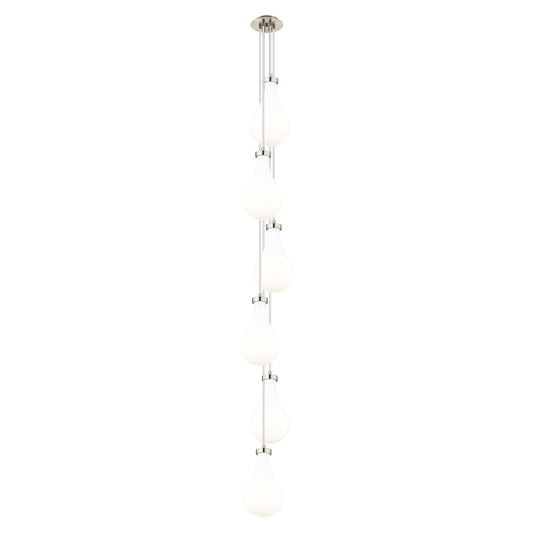 Innovations Owego 7in 6-Light Multi Pendant | Art Deco Brushed Satin Nickel and Gloss White Glass | Kitchen Island | Model 106-451-1P-SN-G451-7GWH