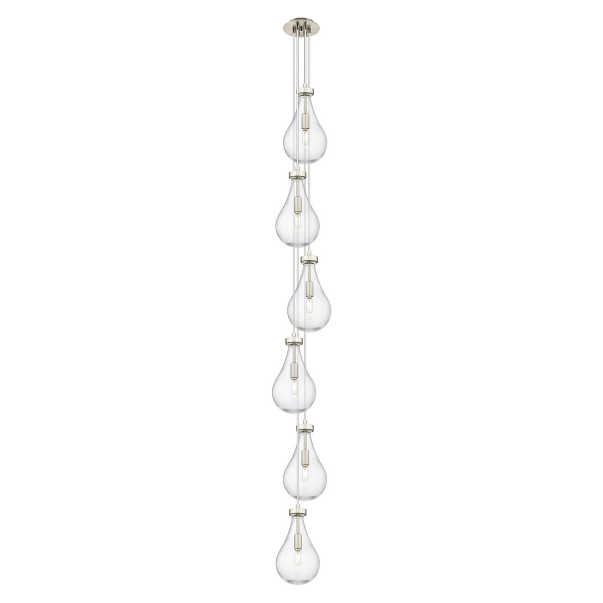 Innovations Owego 7in 6-Light Multi Pendant | Art Deco Brushed Satin Nickel and Seedy Glass | Dining Room & Kitchen | Model 106-451-1P-SN-G451-7SDY