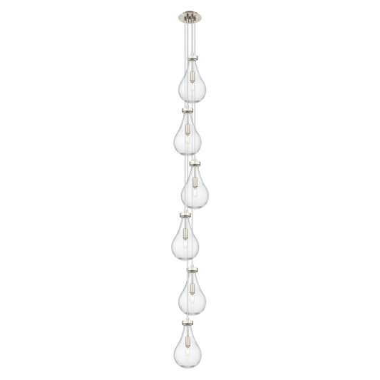 Innovations Owego 7in 6-Light Multi Pendant | Art Deco Brushed Satin Nickel and Seedy Glass | Dining Room & Kitchen | Model 106-451-1P-SN-G451-7SDY