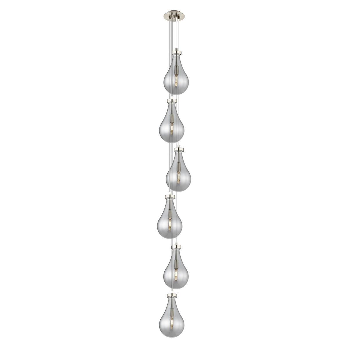 Innovations Owego 7in 6-Light Multi Pendant | Art Deco Brushed Satin Nickel and Light Smoke Glass | Dining Room | Model 106-451-1P-SN-G451-7SM