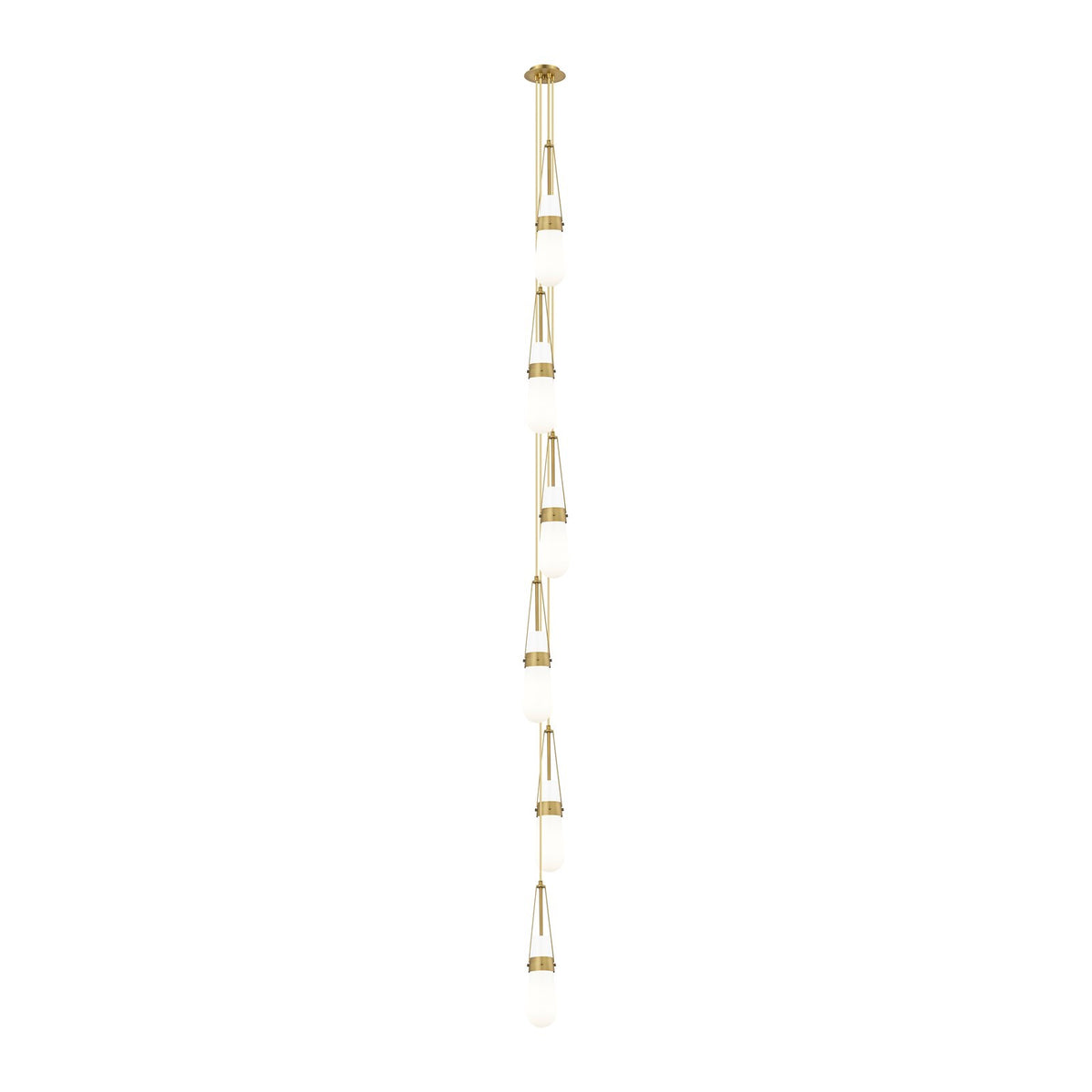 Innovations Milan 6-Light Brushed Brass and Glossy White Glass Pendant | Art Deco Contemporary | Kitchen Island | Model 106-452-1P-BB-G452-4GWH