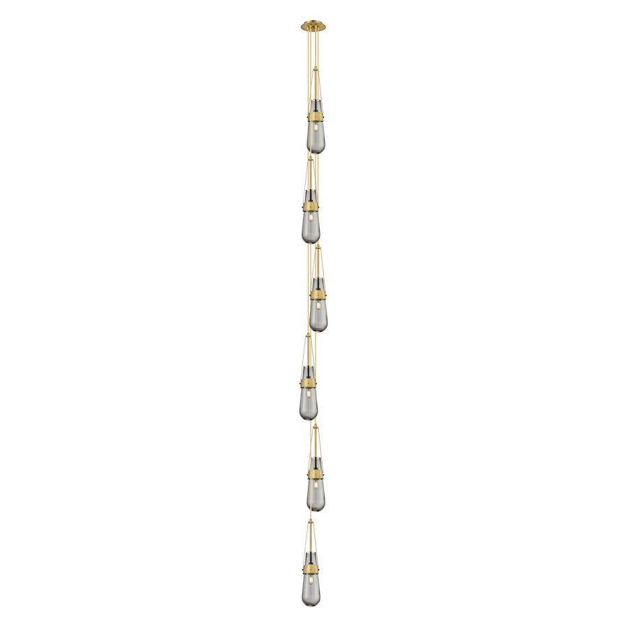Innovations Owego 6in 6-Light Pendant | Art Deco Brushed Brass and Light Smoke Glass | Kitchen Island & Dining Room | Model 106-452-1P-BB-G452-4SM