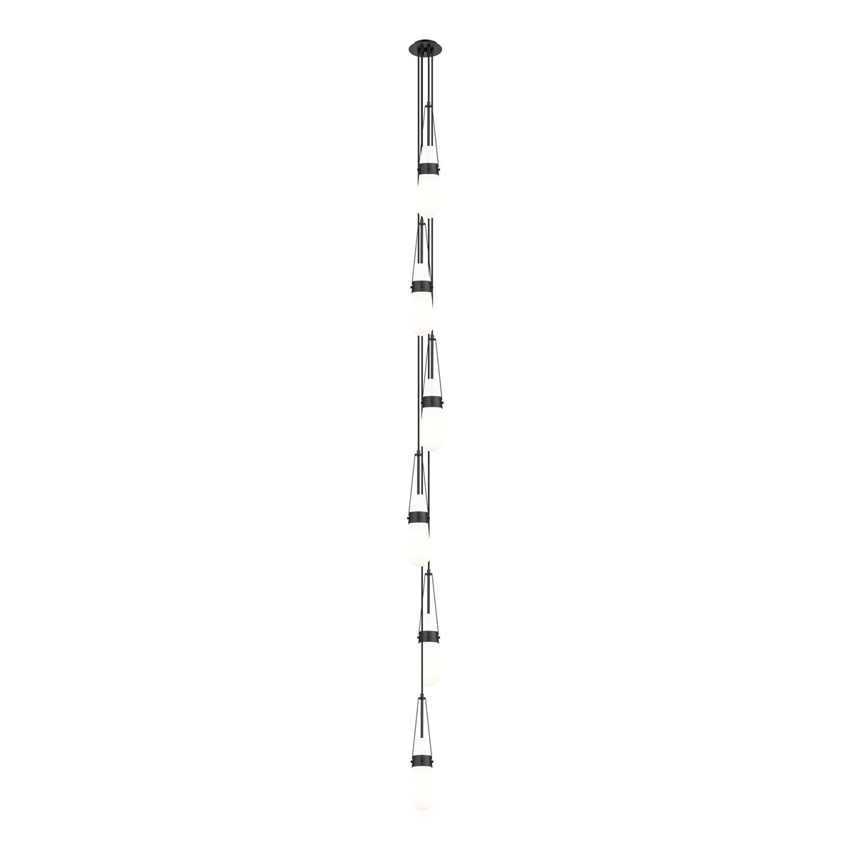 Innovations Milan 6in 6-Light Pendant | Art Deco Matte Black and Glossy White Glass | Kitchen Island & Dining Room | Model 106-452-1P-BK-G452-4GWH