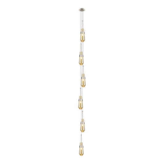 Innovations Milan 6in 6-Light Pendant | Art Deco Brushed Satin Nickel and Mercury Smoked Glass | Kitchen Island | Model 106-452-1P-SN-G452-4ME