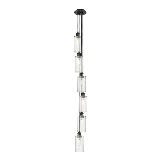 Innovations Crown Point 7in 6-Light Multi Pendant | Matte Black and Seedy Glass | Kitchen Island & Dining Room | Model 106B-6P-BK-G434-7SDY