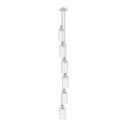 Innovations Crown Point 7in 6-Light Multi Pendant | Art Deco Polished Nickel and Deco Swirl Glass | Dining Room & Kitchen | Model 106B-6P-PN-G434-7DE