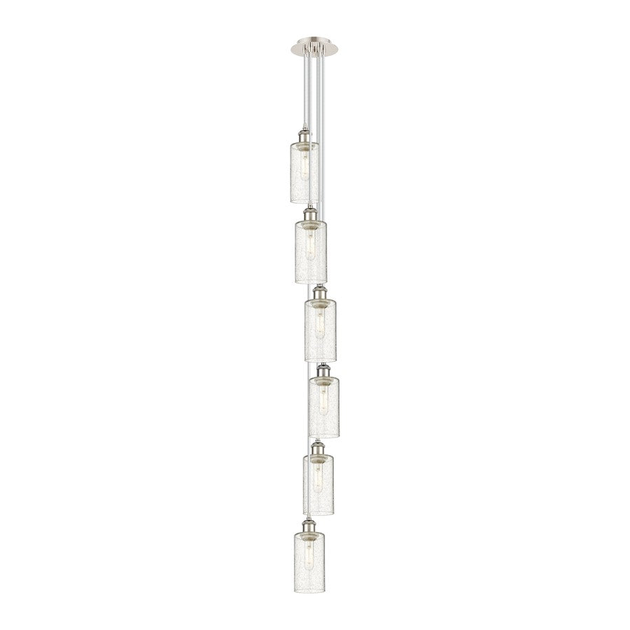 Innovations Crown Point 6-Light Multi Pendant | Art Deco Polished Nickel and Seedy Glass | Kitchen Island & Dining Room | Model 106B-6P-PN-G434-7SDY