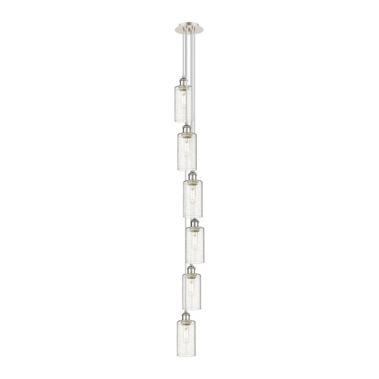 Innovations Crown Point 6-Light Multi Pendant | Art Deco Polished Nickel and Seedy Glass | Kitchen Island & Dining Room | Model 106B-6P-PN-G434-7SDY