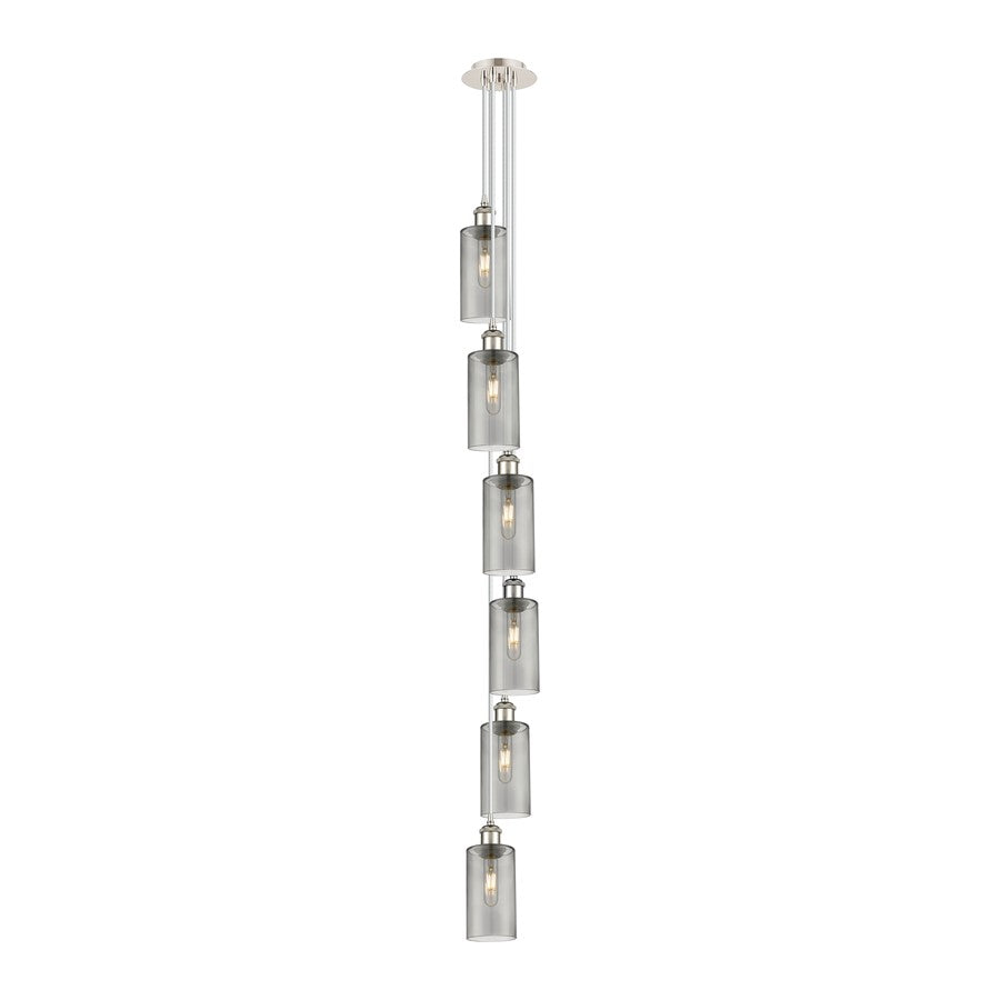 Innovations Crown Point 6-Light Multi Pendant | Art Deco Polished Nickel and Light Smoke Glass | Kitchen Island & Dining | Model 106B-6P-PN-G434-7SM