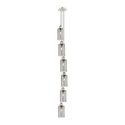 Innovations Crown Point 6-Light Multi Pendant | Art Deco Polished Nickel and Light Smoke Glass | Kitchen Island & Dining | Model 106B-6P-PN-G434-7SM