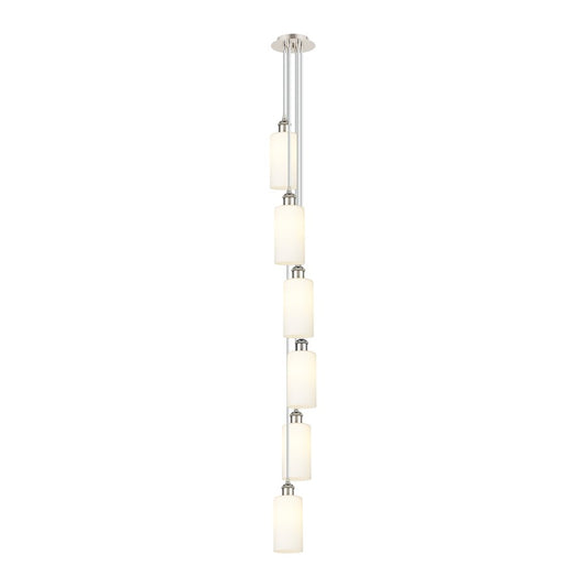 Innovations Crown Point 7in 6-Light Pendant | Art Deco Polished Nickel and White Glass | Kitchen Island & Dining Room | Model 106B-6P-PN-G434-7WH