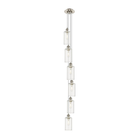 Innovations Crown Point 6-Light Multi Pendant | Art Deco Satin Nickel and Clear Glass | Kitchen Island & Dining Room | Model 106B-6P-SN-G434-7CL