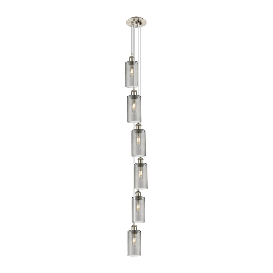 Innovations Crown Point 6-Light Multi Pendant | Art Deco Satin Nickel and Light Smoke Glass | Kitchen Island & Dining | Model 106B-6P-SN-G434-7SM