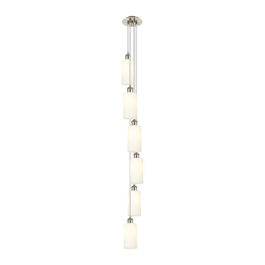 Innovations Crown Point 6-Light Multi Pendant | Art Deco Satin Nickel and White Glass | Kitchen Island & Dining Room | Model 106B-6P-SN-G434-7WH