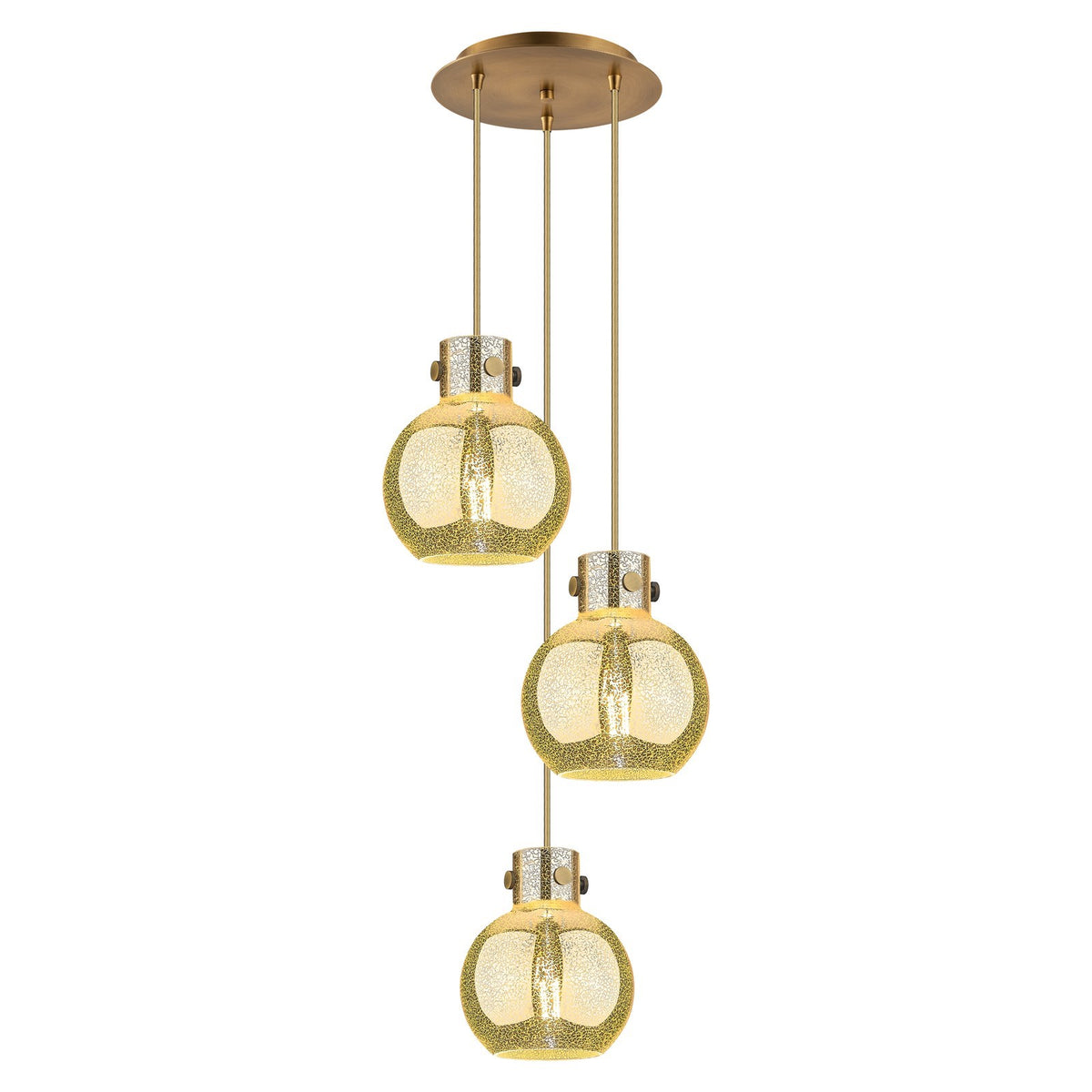 Innovations Newton Sphere 16in 3-Light Multi Pendant | Industrial Brushed Brass and Mercury Glass | Kitchen Island | Model 113-410-1PS-BB-G410-8ME