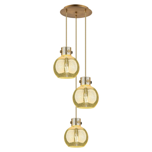 Innovations Newton Sphere 16in 3-Light Multi Pendant | Industrial Brushed Brass and Mercury Glass | Kitchen Island | Model 113-410-1PS-BB-G410-8ME