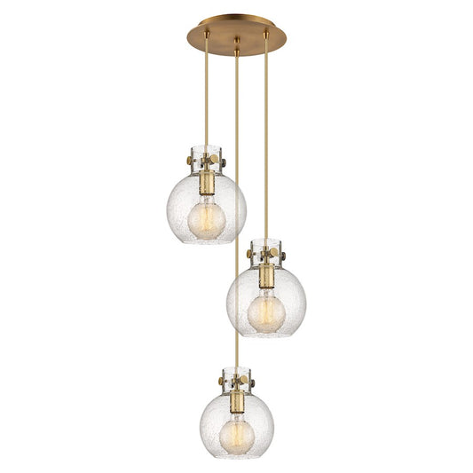 Innovations Newton Sphere 16in 3-Light Pendant | Industrial Brushed Brass and Seedy Glass | Kitchen Island & Dining | Model 113-410-1PS-BB-G410-8SDY