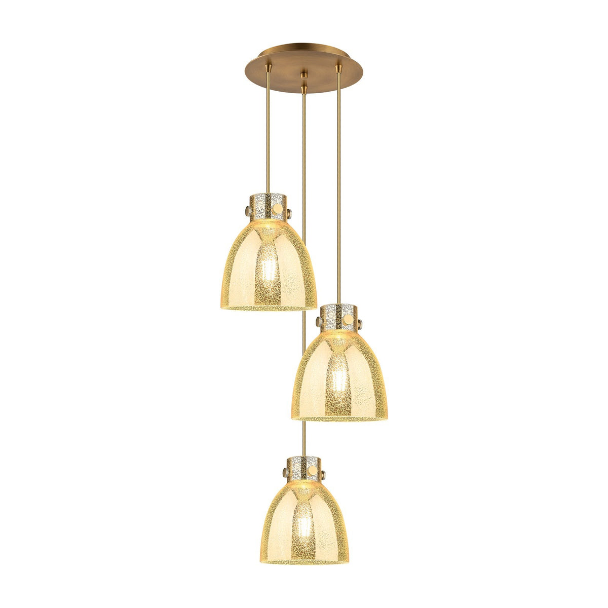 Innovations Newton Bell 16in 3-Light Pendant | Industrial Brushed Brass and Mercury Glass | Kitchen Island & Dining | Model 113-410-1PS-BB-G412-8ME