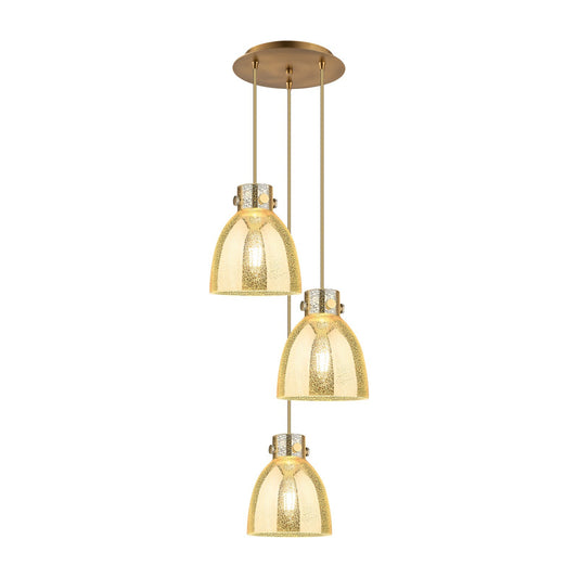 Innovations Newton Bell 16in 3-Light Pendant | Industrial Brushed Brass and Mercury Glass | Kitchen Island & Dining | Model 113-410-1PS-BB-G412-8ME
