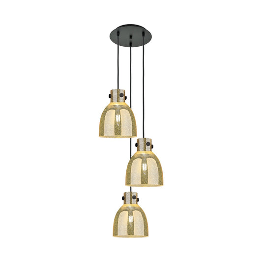 Innovations Newton Bell 16in 3-Light Multi Pendant | Industrial Matte Black and Mercury Glass | Kitchen Island | Model 113-410-1PS-BK-G412-8ME