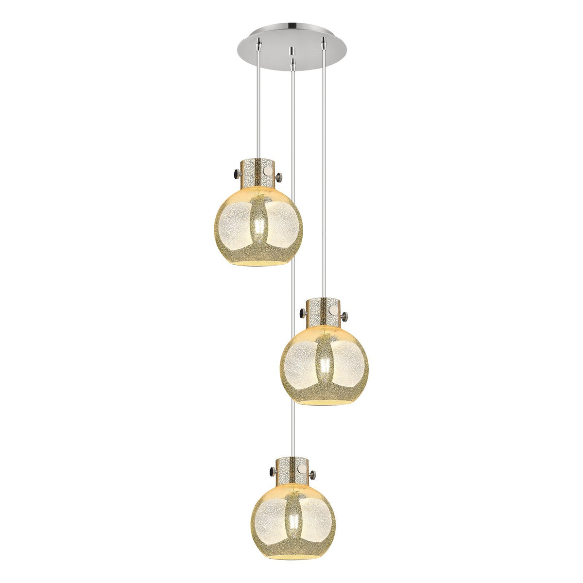 Innovations Newton Sphere 16in 3-Light Multi Pendant | Polished Nickel and Mercury Glass | Living Room & Dining Room | Model 113-410-1PS-PN-G410-8ME