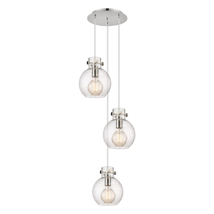 Innovations Newton Sphere 15.5in 3-Light Pendant | Restoration Polished Nickel and Seedy Glass | Kitchen Island | Model 113-410-1PS-PN-G410-8SDY