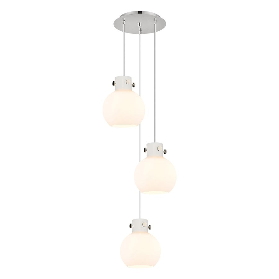 Innovations Newton Sphere 16in 3-Light Pendant | Industrial Polished Nickel and White Glass | Kitchen Island & Dining | Model 113-410-1PS-PN-G410-8WH