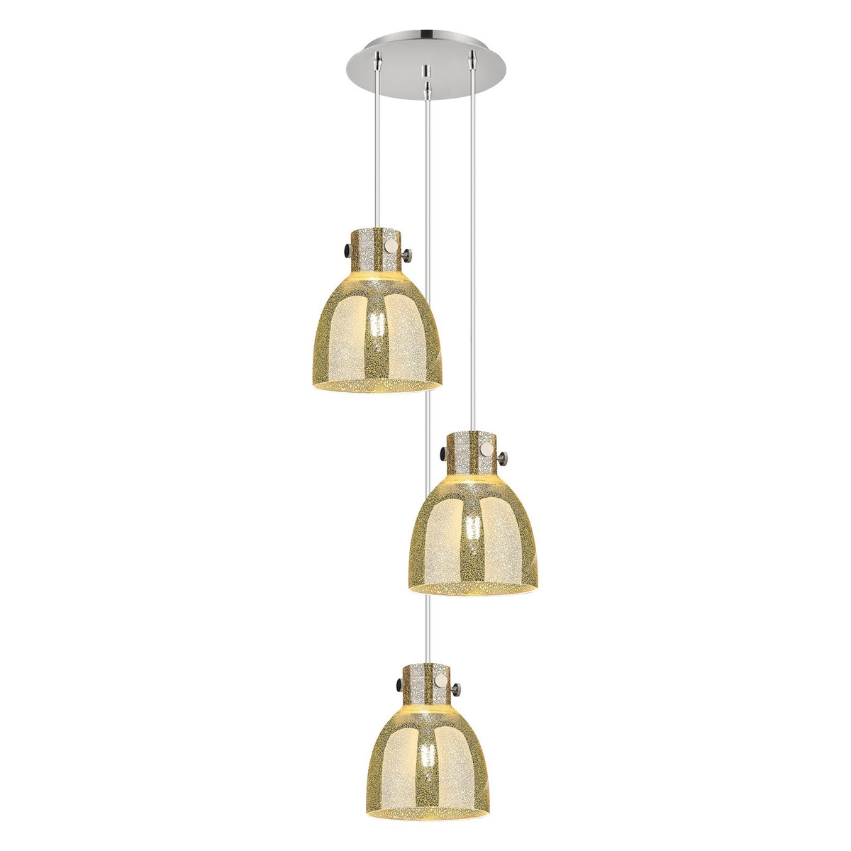 Innovations Newton Bell 16in 3-Light Multi Pendant | Industrial Polished Nickel and Mercury Glass | Kitchen Island | Model 113-410-1PS-PN-G412-8ME