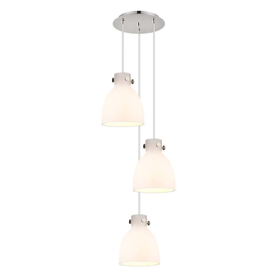Innovations Newton Bell 15in 3-Light Pendant | Industrial Polished Nickel and White Glass | Dining Room & Kitchen | Model 113-410-1PS-PN-G412-8WH