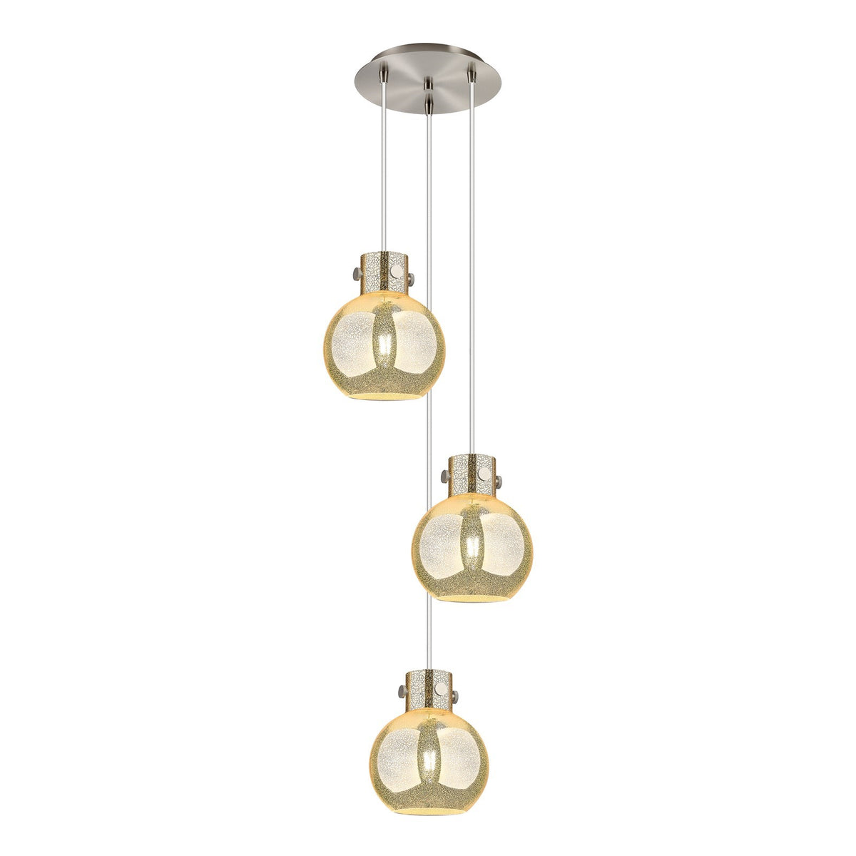 Innovations Newton Sphere 16in 3-Light Pendant | Restoration Brushed Satin Nickel and Mercury Glass | Kitchen Island | Model 113-410-1PS-SN-G410-8ME
