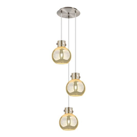 Innovations Newton Sphere 16in 3-Light Pendant | Restoration Brushed Satin Nickel and Mercury Glass | Kitchen Island | Model 113-410-1PS-SN-G410-8ME