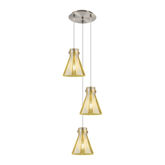 Innovations Newton Cone 16in 3-Light Pendant | Industrial Brushed Satin Nickel and Mercury Glass | Kitchen Island | Model 113-410-1PS-SN-G411-8ME