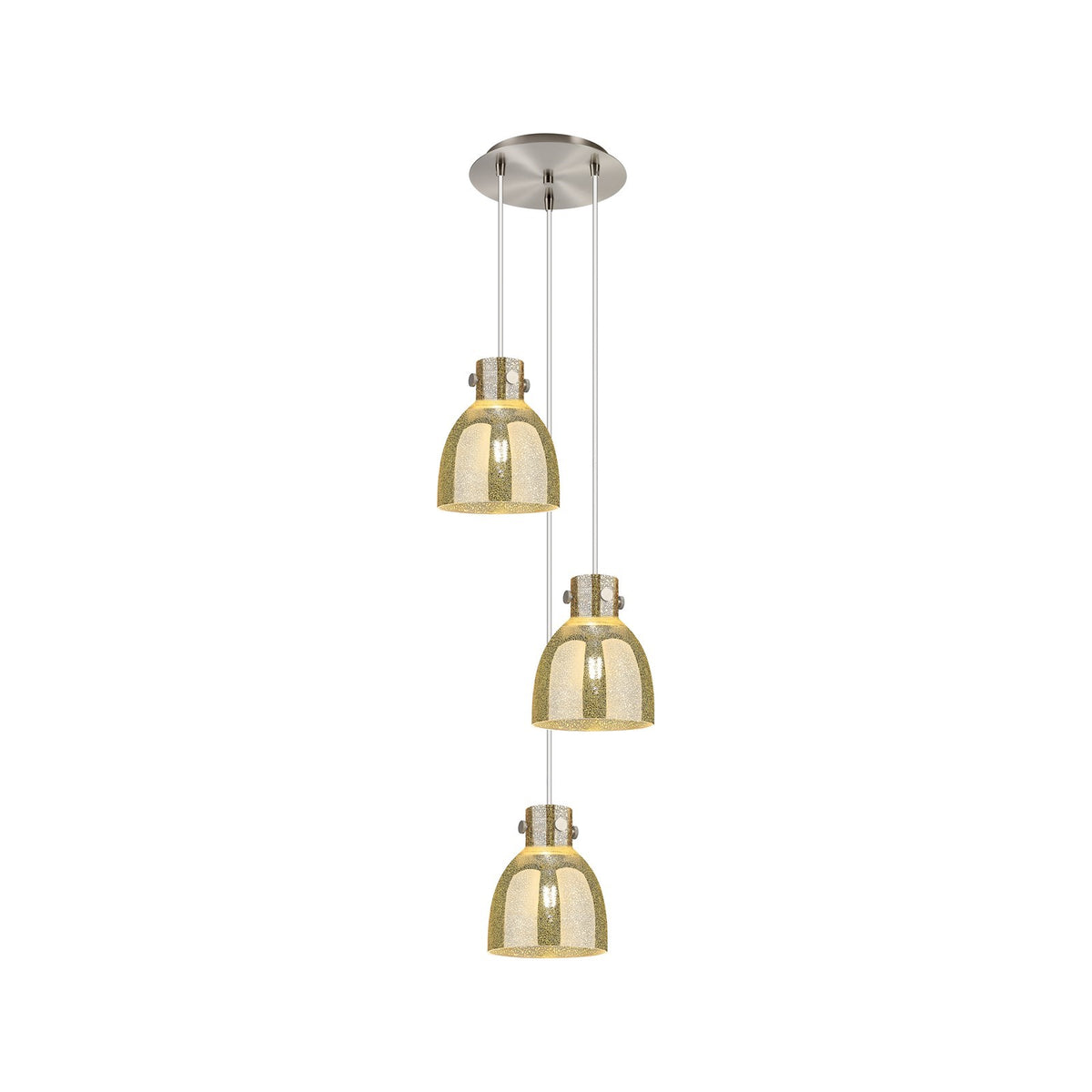 Innovations Newton Bell 16in 3-Light Pendant | Industrial Brushed Satin Nickel and Mercury Glass | Kitchen Island | Model 113-410-1PS-SN-G412-8ME