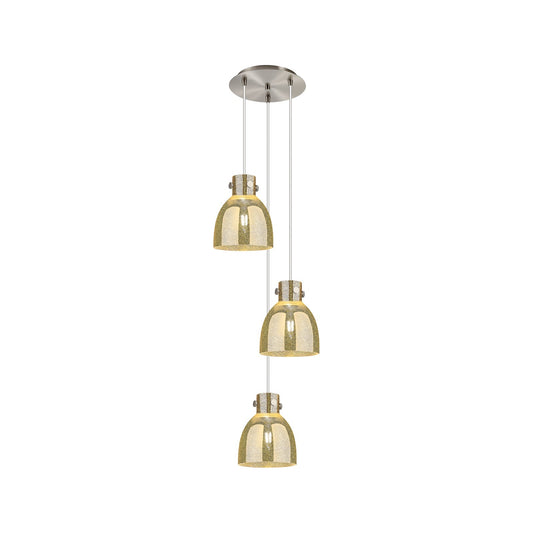 Innovations Newton Bell 16in 3-Light Pendant | Industrial Brushed Satin Nickel and Mercury Glass | Kitchen Island | Model 113-410-1PS-SN-G412-8ME