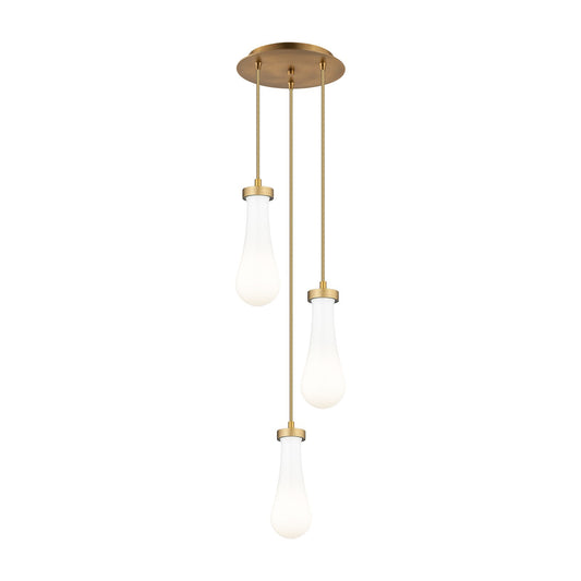 Innovations Owego 11in 3-Light Pendant | Art Deco Brushed Brass and Gloss White Glass | Kitchen Island & Dining Room | Model 113-451-1P-BB-G451-4GWH