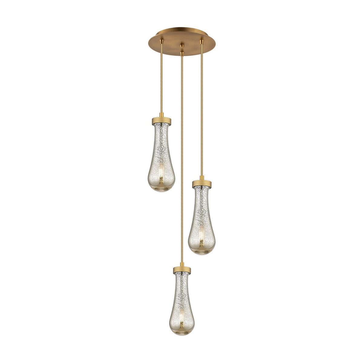 Innovations Owego 11in 3-Light Pendant | Art Deco Brushed Brass and Mercury Glass | Dining Room & Entryway | Model 113-451-1P-BB-G451-4ME