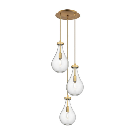 Innovations Owego 3-Light Pendant | Art Deco Brushed Brass and Clear Glass | Kitchen Island & Dining Room | Model 113-451-1P-BB-G451-7CL