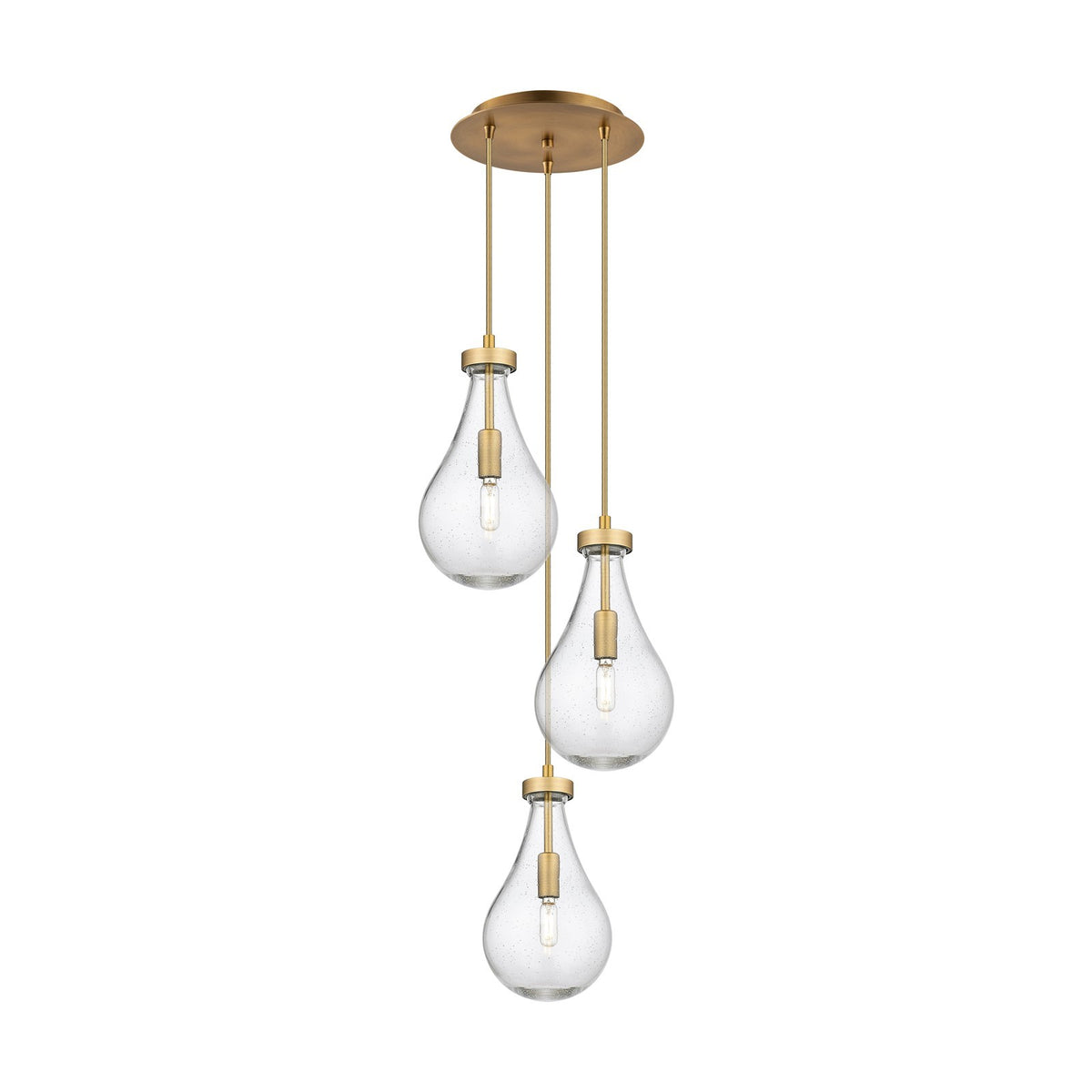 Innovations Owego 13in 3-Light Pendant | Art Deco Brushed Brass and Seedy Glass | Kitchen Island & Dining Room | Model 113-451-1P-BB-G451-7SDY