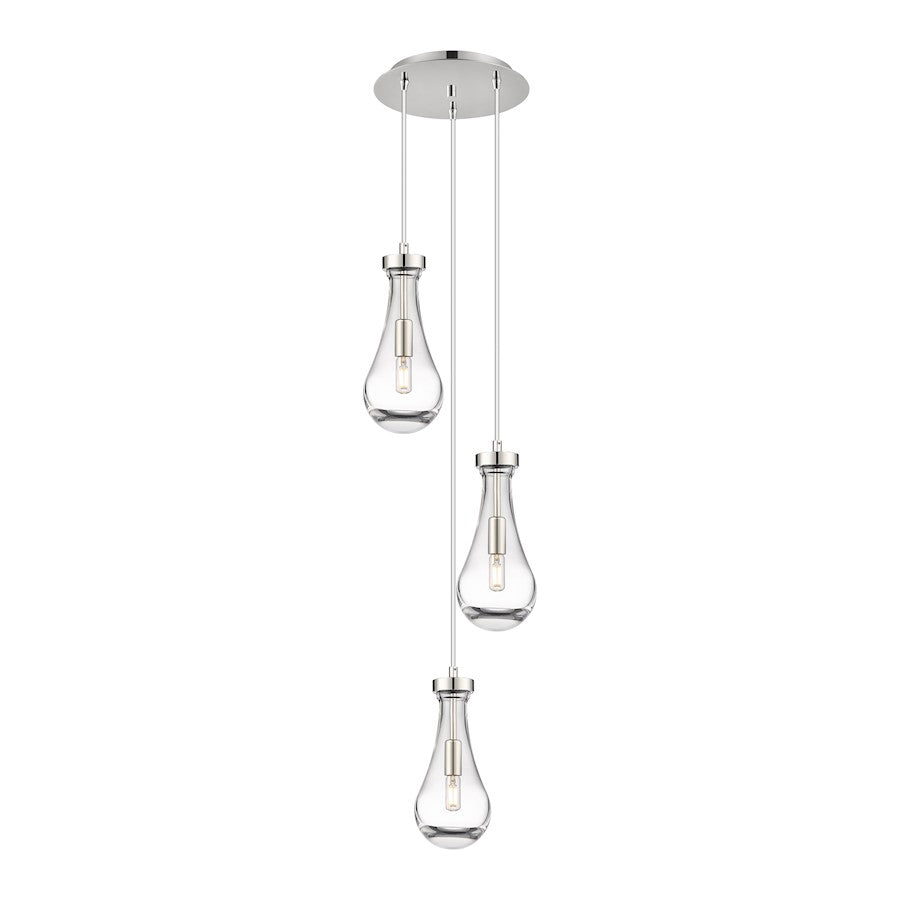 Innovations Owego 13in 3-Light Multi Pendant | Art Deco Polished Nickel and Clear Glass | Kitchen Island & Dining Room | Model 113-451-1P-PN-G451-5CL