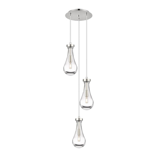 Innovations Owego 13in 3-Light Multi Pendant | Art Deco Polished Nickel and Clear Glass | Kitchen Island & Dining Room | Model 113-451-1P-PN-G451-5CL