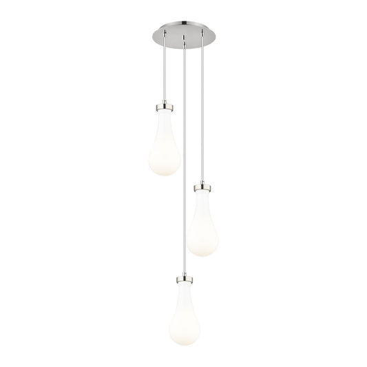 Innovations Owego 13in 3-Light Multi Pendant | Art Deco Polished Nickel and Gloss White Glass | Kitchen Island | Model 113-451-1P-PN-G451-5GWH