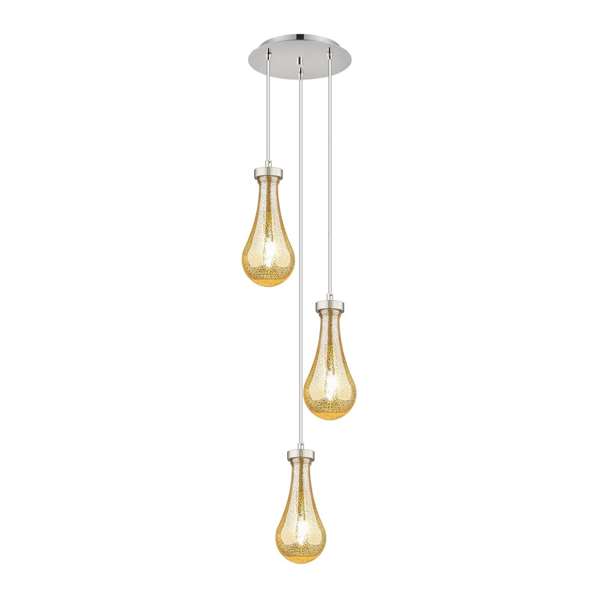 Innovations Owego 12in 3-Light Multi Pendant | Art Deco Polished Nickel and Mercury Glass | Kitchen Island & Dining | Model 113-451-1P-PN-G451-5ME
